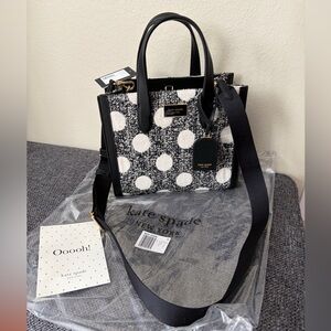 NWT Kate Spade Manhattan Dot Tweed Small Tote- Black and White.